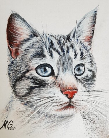 Картина под названием "Кот" - Надежда Потехина, Подлинное произведение искусства, Акрил