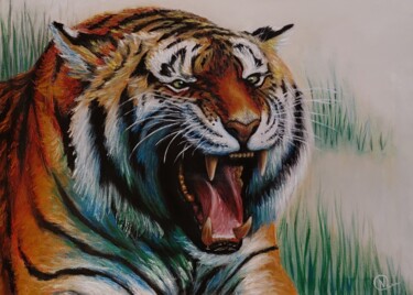 Картина под названием "Тигр" - Надежда Потехина, Подлинное произведение искусства, Масло