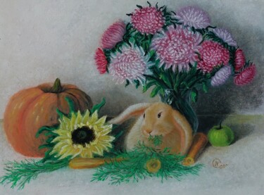 Картина под названием "Осенний пир" - Надежда Потехина, Подлинное произведение искусства, Масло