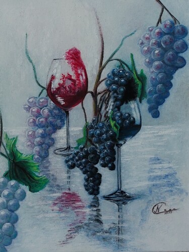 Картина под названием "Виноград" - Надежда Потехина, Подлинное произведение искусства, Масло