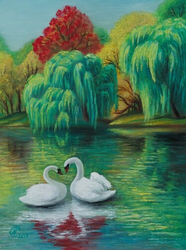 Картина под названием "Прощание с летом" - Надежда Потехина, Подлинное произведение искусства, Масло