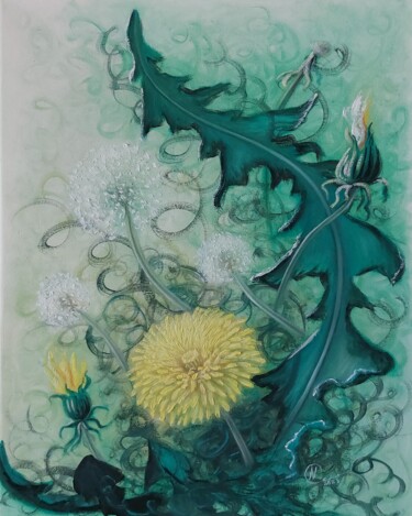Картина под названием "О одуванчике" - Надежда Потехина, Подлинное произведение искусства, Масло