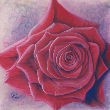 Картина под названием "Роза1" - Надежда Потехина, Подлинное произведение искусства, Масло