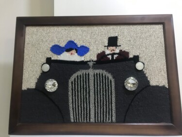 Art textile intitulée "Deux dans la voiture" par Nadezhda Revtovich, Œuvre d'art originale, Fil