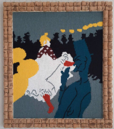 Textile Art titled "La Gulya ,Moulin Ro…" by Nadezhda Revtovich, Original Artwork, Thread Mounted on Wood Panel