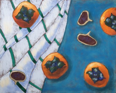 Desenho intitulada "Figs and persimmons" por Nadezhda Shamkova, Obras de arte originais, Pastel