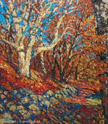 Картина под названием "Autumn trees" - Nadezhda Stupina, Подлинное произведение искусства, Масло