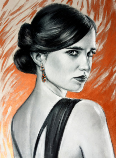 「Eva Green」というタイトルの絵画 Nadezhda Zuevaによって, オリジナルのアートワーク, 木炭