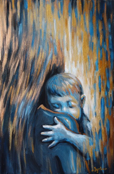 Картина под названием "Trust- mom and child" - Nadezhda Zueva, Подлинное произведение искусства, Акрил Установлен на Деревян…