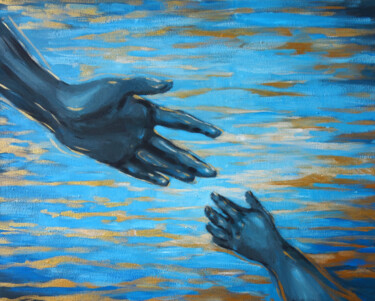 Картина под названием "Connection-painting…" - Nadezhda Zueva, Подлинное произведение искусства, Акрил Установлен на Деревян…