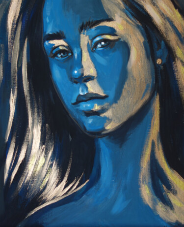 Картина под названием "Blue girl-original…" - Nadezhda Zueva, Подлинное произведение искусства, Акрил