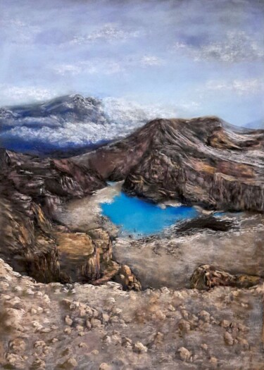 Painting titled "Gorely volcano. Kam…" by Nadia Bedei, Original Artwork, Pastel