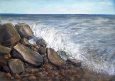 Schilderij getiteld "Baikal stones" door Nadia Bedei, Origineel Kunstwerk, Pastel