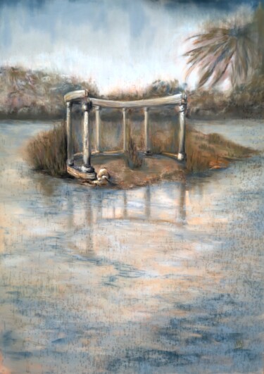 Painting titled "Tranquility" by Nadia Bedei, Original Artwork, Pastel
