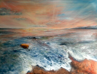 Painting titled "Fantastic sunset" by Nadia Bedei, Original Artwork, Oil