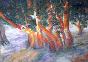 Painting titled "Myrtle forest" by Nadia Bedei, Original Artwork, Pastel