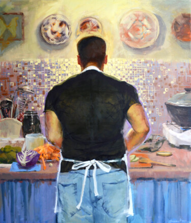 Painting titled "Great chef" by Nadia Boldina, Original Artwork, Oil