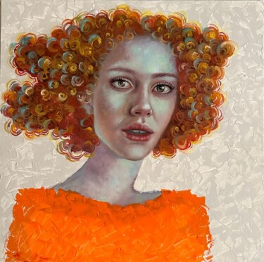 Painting titled "Orange girl" by Nadia Eidehlouei, Original Artwork, Oil