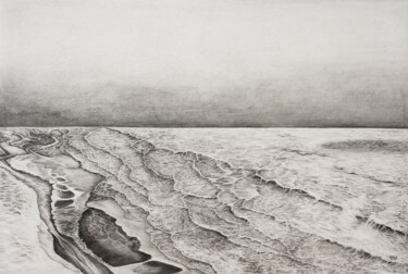 Dessin intitulée "Paysage de mer" par Nadia Fouché, Œuvre d'art originale, Graphite