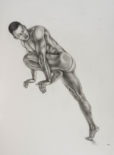 Dessin intitulée "Nu masculin" par Nadia Fouché, Œuvre d'art originale, Graphite