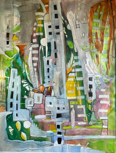Painting titled "Urban Jungle" by Nadia Laine, Original Artwork, Acrylic