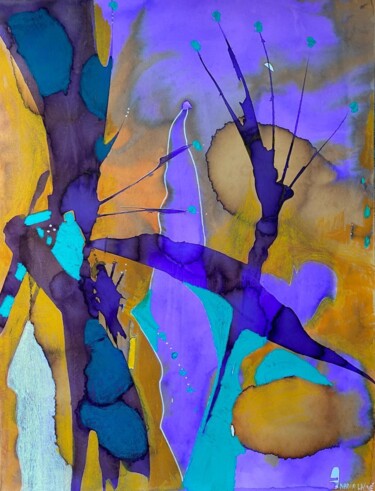 Peinture intitulée "Butterfly" par Nadia Laine, Œuvre d'art originale, Encre