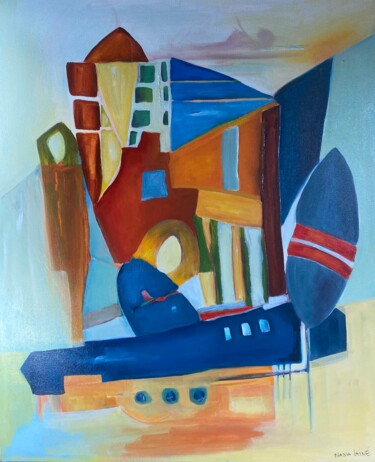 Schilderij getiteld "Voyages" door Nadia Laine, Origineel Kunstwerk, Olie