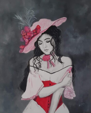 Картина под названием "Pensée romantique" - Nadia Loriot, Подлинное произведение искусства, Масло