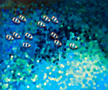 Картина под названием "Deep Water" - Nadia Lysakowska, Подлинное произведение искусства, Акрил Установлен на Деревянная рама…