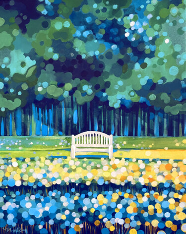 Картина под названием "thinking bench" - Nadia Lysakowska, Подлинное произведение искусства, Акрил Установлен на Деревянная…
