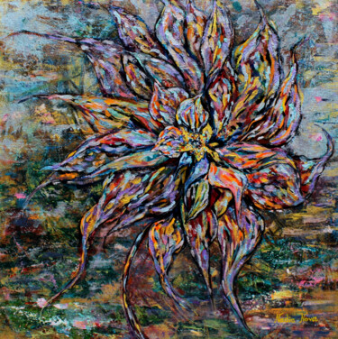 Painting titled "Shimmering flower" by Nadia Nova, Original Artwork, Acrylic