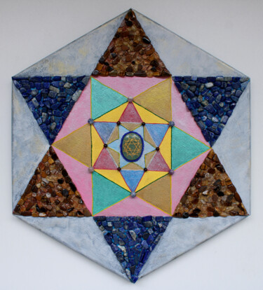 Peinture intitulée "Mandala Merkaba Sta…" par Nadia Nova, Œuvre d'art originale, Acrylique