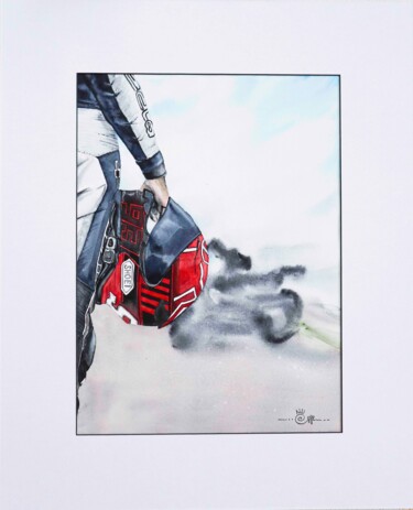 Peinture intitulée "Biker" par Nadia Sh. Mikhailo, Œuvre d'art originale, Aquarelle
