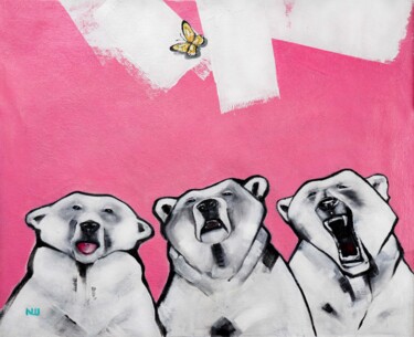 Schilderij getiteld "3 bears" door Nadia Sh. Mikhailo, Origineel Kunstwerk, Acryl