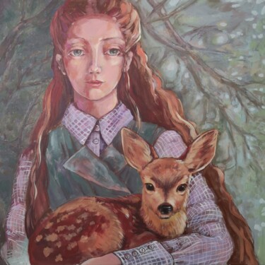 Malerei mit dem Titel "Franciszka" von Nadia Siemek, Original-Kunstwerk, Acryl Auf Keilrahmen aus Holz montiert