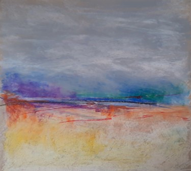 Dessin intitulée "Sunset along the ri…" par Nadia Larosa, Œuvre d'art originale, Pastel