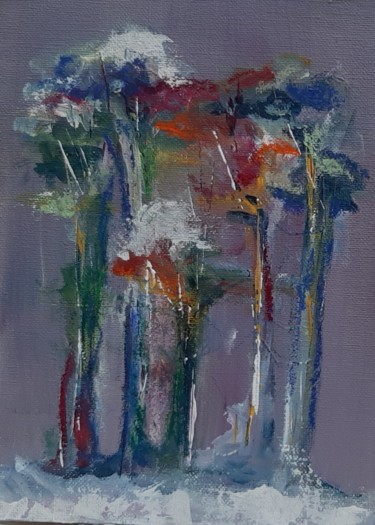 Painting titled "In the Wood - Trees…" by Nadia Larosa, Original Artwork, Acrylic
