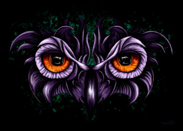 Digital Arts titled "Owl's eyes" by Nadia Chevrel, Original Artwork, Digital Painting