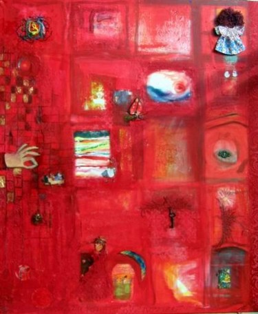Pittura intitolato "rosso mosso" da Magnabosco Nadia, Opera d'arte originale