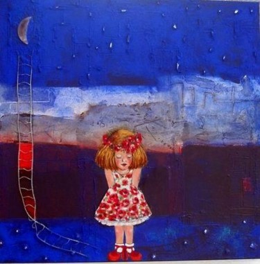 Pittura intitolato "la luna in fondo al…" da Magnabosco Nadia, Opera d'arte originale