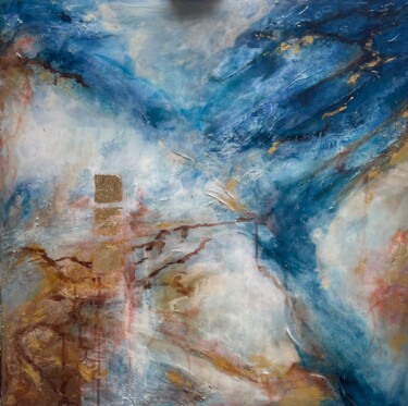 Painting titled "Entre Ciel et Terre…" by Nadia Poullain, Original Artwork, Acrylic Mounted on Wood Stretcher frame