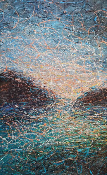 Pintura intitulada "Large Landscape sea…" por Nadiia Antoniuk, Obras de arte originais, Acrílico