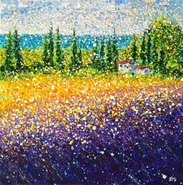 Картина под названием "ItalyField of laven…" - Nadiia Antoniuk, Подлинное произведение искусства, Акрил Установлен на Деревя…
