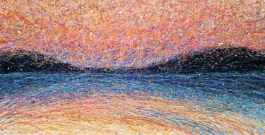 Painting titled "Sunset abstract lan…" by Nadiia Antoniuk, Original Artwork, Acrylic