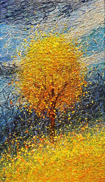 Картина под названием "Autumn modern paint…" - Nadiia Antoniuk, Подлинное произведение искусства, Акрил Установлен на Деревя…