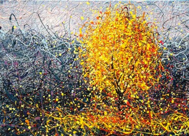 Peinture intitulée "Yellow abstract tre…" par Nadiia Antoniuk, Œuvre d'art originale, Acrylique Monté sur Châssis en bois