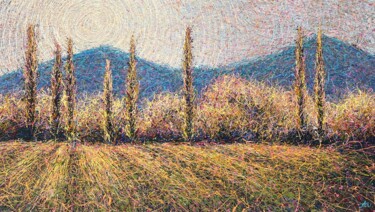 Pittura intitolato "Sunny landscape" da Nadiia Antoniuk, Opera d'arte originale, Acrilico