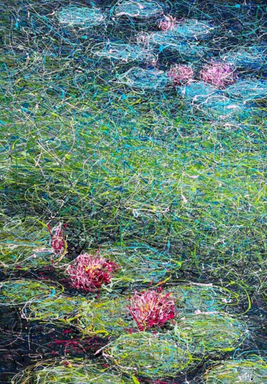 Peinture intitulée "Green painting Clau…" par Nadiia Antoniuk, Œuvre d'art originale, Acrylique