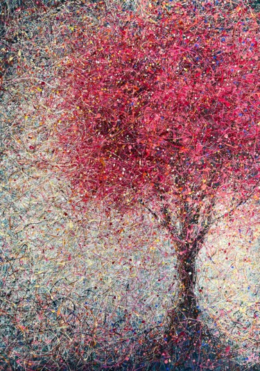Schilderij getiteld "Sakura Flowers bloo…" door Nadiia Antoniuk, Origineel Kunstwerk, Acryl