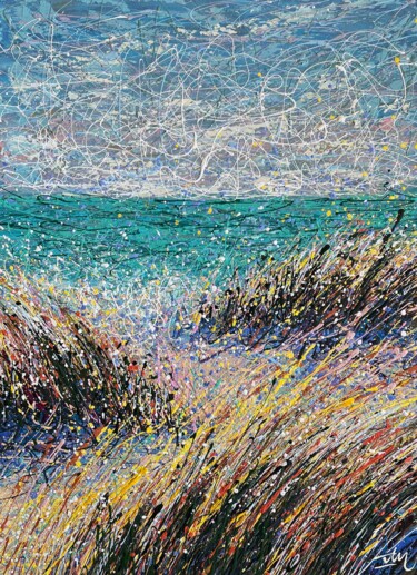 Pintura intitulada "Modern Seascape Bea…" por Nadiia Antoniuk, Obras de arte originais, Acrílico Montado em Armação em madei…